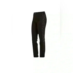 AG Adriano Goldschmied Jeans Isabelle Straight cropped studded trim black 26